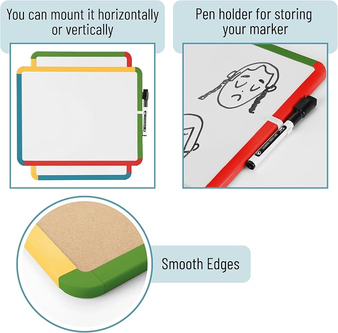 Mr. Pen- Dry Erase Board, 14” x 11” with a Black Dry Erase Marker | Vintage Garden Frame, Small Mini White Board for Students, Fridge, Wall, Locker, Includes Double Sided Tapes