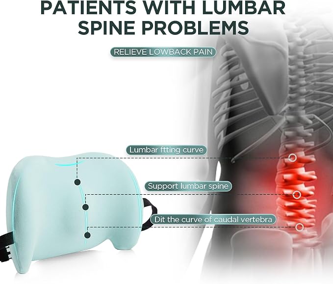 Lumbar Support Pillow for Office Chair, Memory Foam Car Back Cushion | Lumbar Pillow Lower Back with Adjustable Straps, Ergonomic Chair Back Pillow for Office, Car, Gaming Chairs and Bed