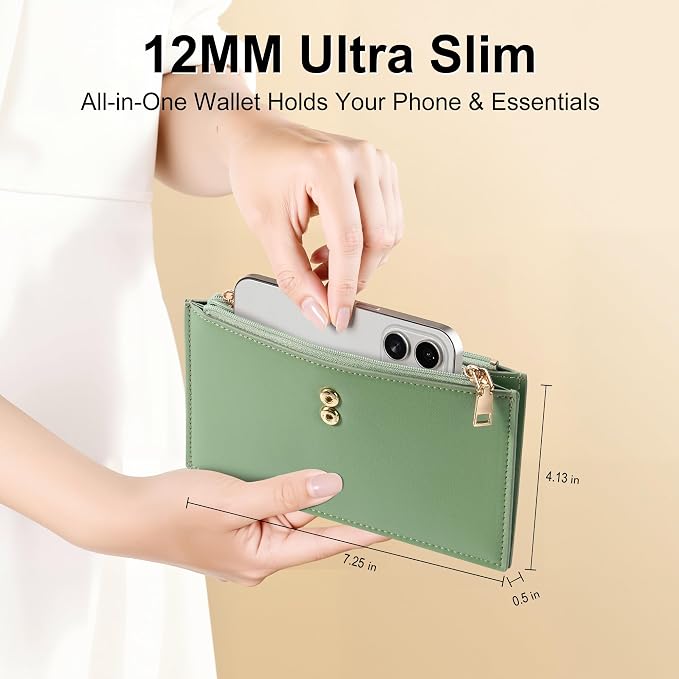 Travelambo Leather Wallets for Women Slim RFID Blocking Bifold Credit Card Holder Wallet