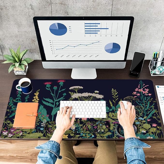 LATEEFAH Desk Mat, Mouse Pad with Wrist Rest, 4-in-1 Large Mouse Pads for Desk, Ergonomic Mouse Pad and Keyboard Wrist Rest Gaming Keyboard Mat for Office, Home