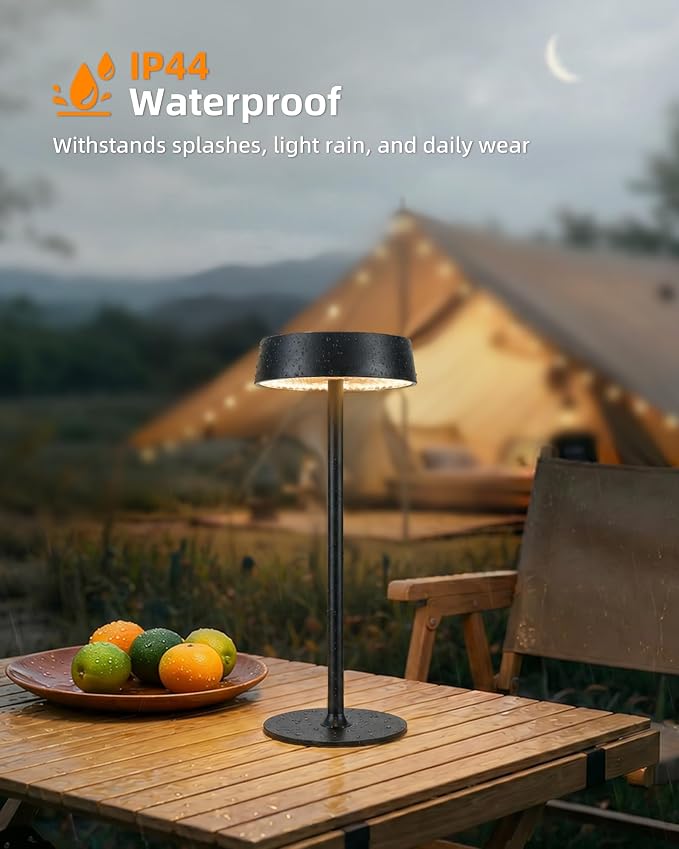 EZVALO Cordless Lamp, Rechargeable Table Lamp, Battery Operated | Portable Outdoor Waterproof, 3 Color Temps RGB, Dimmable Touch Control, LED Memory Function, Restaurant Dining Patio Kitchen