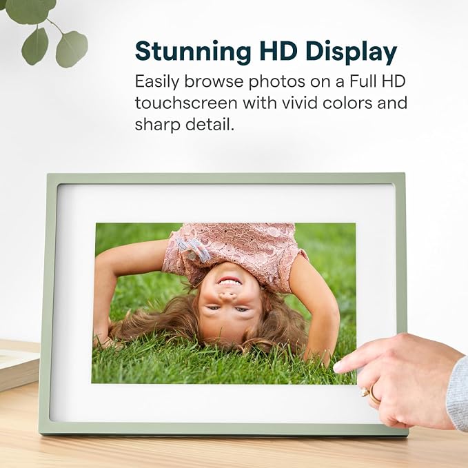 Skylight Digital Picture Frame 2 – 10" Full HD Wi-Fi Touch Screen, 16GB Digital Photo Frame, Load Photos & Videos Directly from Phone, Anti-Glare – Ideal for Personalized Gifting, Classic Green