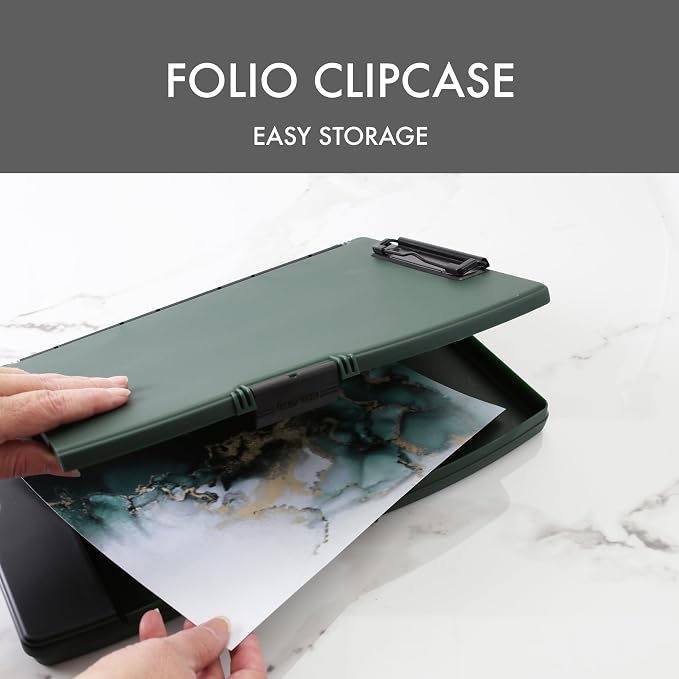 Dexas Folio Clipcase Professional Storage Clipboard with Pen Storage Compartment, 9.75 x 14.75, A4, Forest. Ideal for Teachers, Nurses, Coaches, Students, Trades, Homeschooling (Pack of 6)