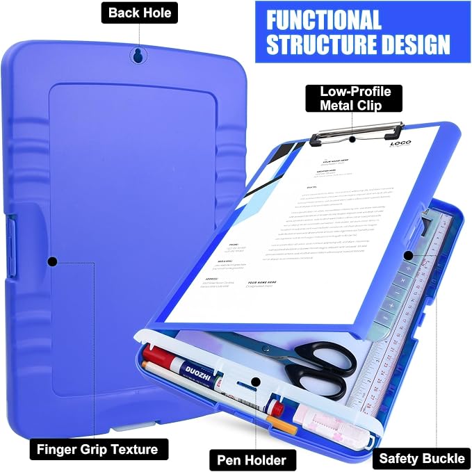 Clipboard with Storage Heavy Duty,Clip Boards 8.5x11 with Pen Holder,High Capacity Nursing Clipboard Case,Side Opening,A4 Letter Size for Office,School and Home,Dark Blue