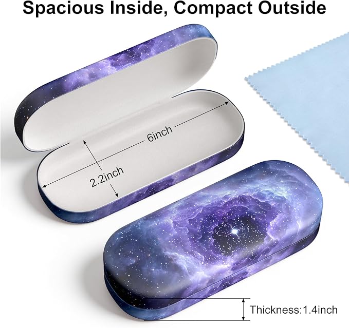 Hard Shell Leather Sunglasses Case,Classic Fashionable Cute Large Glasses Case for Women Men,Sunglass Eyeglasses