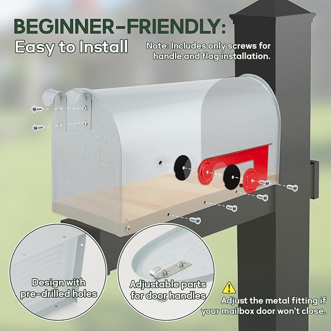 Metal Mailboxes for Outside Post Mount, RAINHOL Residential Mailbox, Galvanized Steel Heavy Duty Outdoor Mail Box, Standard Compacity, 20 x 8.7 x 6.7 inches, Gray