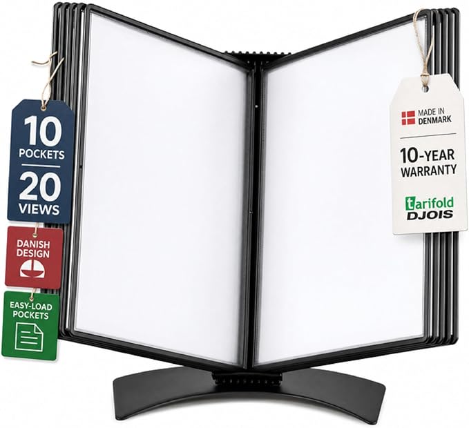 Tarifold Desktop Reference System, 10 Pockets with Easy-Load Design, Black | Tarifold Desktop Reference System, 10 Pockets with Easy-Load Design, Black