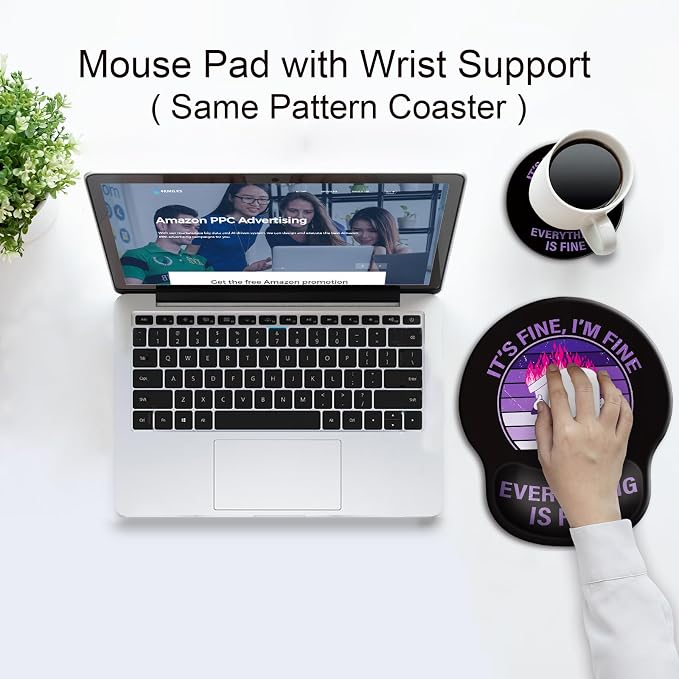 Ergonomic Mouse Pad with Wrist Rest Support,Gel Mouse Pads for Desk | Big Mousepad With Coaster Non-slip & Pain Relief for Computer, Home&Office Desk Decor