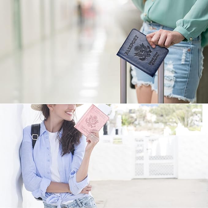Eoehro Passport Holder for Travel Essentials-2Pack, Passport Wallet Cover Case for Travel Must Haves Accessories,Passport Book Holders for Women and Men