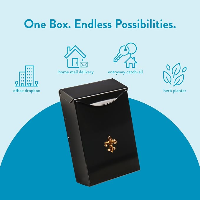 Architectural Mailboxes City Classic Steel Wall Mount Mailbox, Black, Small | Galvanized steel build for outside with weather-resistant outdoor construction and a rust-resistant powder-coat finish.