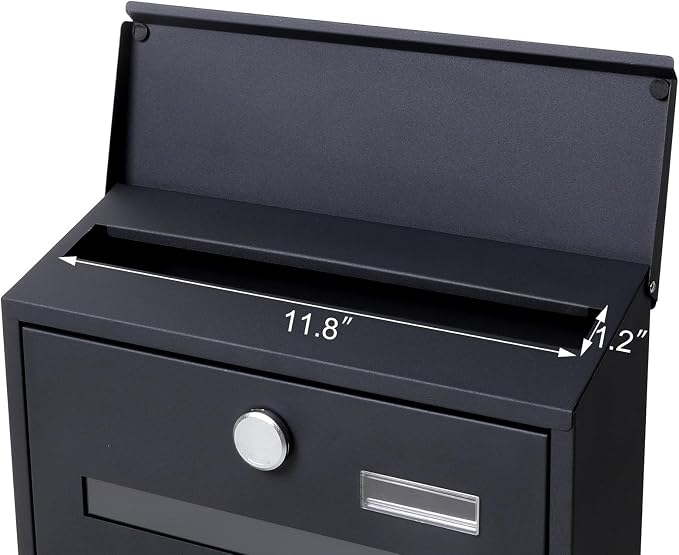 Locking Mailbox Wall Mounted Vertical- Jssmst mailboxes with Key Lock Large Capacity, Key Lock Drop Box Large Capacity with Galvanized Cover and Rust-Proof Metal, 13 x 11.8 x 4.1 Inch SM-HPB918
