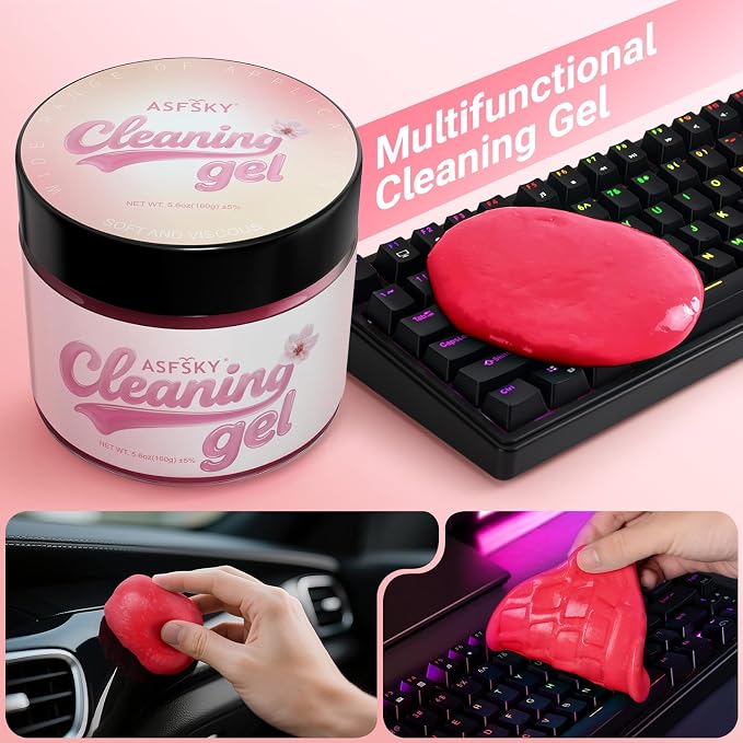 ASFSKY Car Cleaning Gel, Sakura | Cleaning Putty for Car Interior, Keyboard Dust Remover, Universal Cleaning Gel, Pink, 1 Pack
