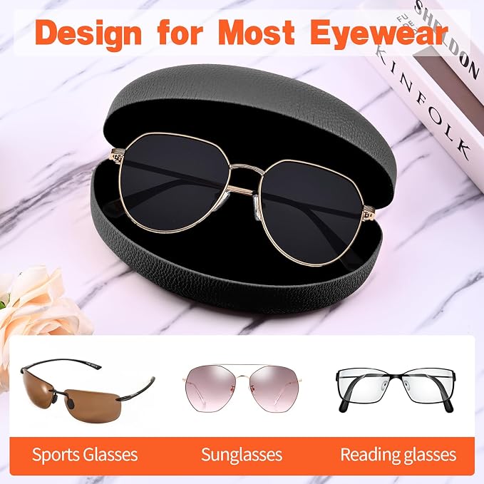 CHZZMS 2 PACK Large Hard Shell Sunglasses Case, Protective Case For Sunglasses and Eyeglasses