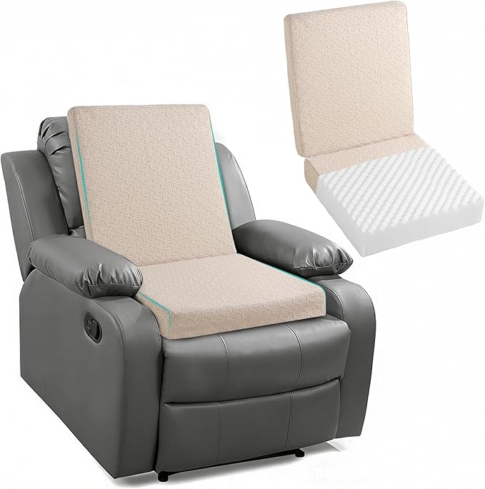 Ganondorf Extra Large Egg Crate Recliner Seat Cushion for Elderly Tufted Furry Booster Foam Cushion, Pressure Relief for Long Sitting Orthopedic Chair Cushion for Recliners Office Chairs, Beige