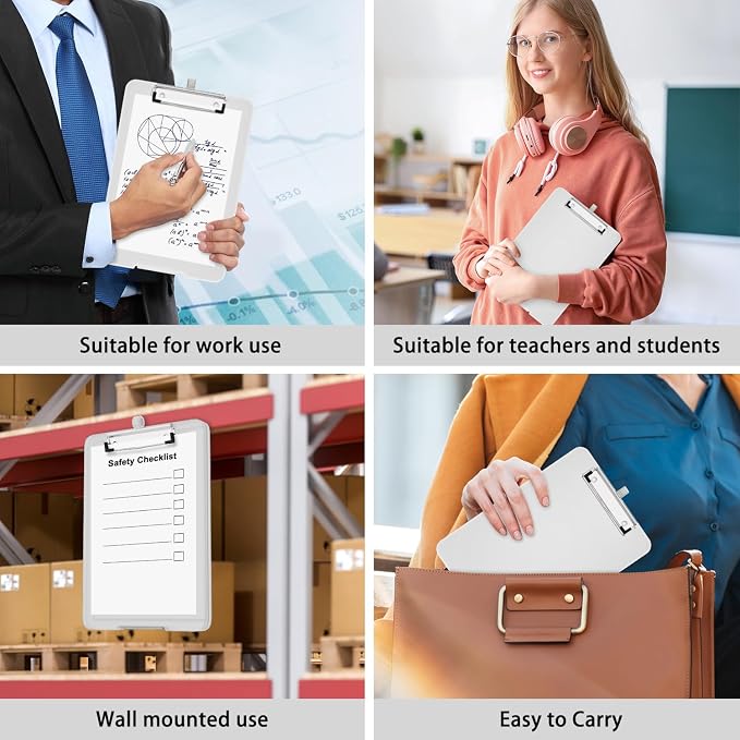 Hongri A5 Clipboard with Storage, Metal Retractable Pen Holder, Translucent | 6 x 9'' Nursing Plastic Foldable Clip Board, Size 9.4 x 6.1 x 0.9 in, Menu Box for Work, Office & School Supplies