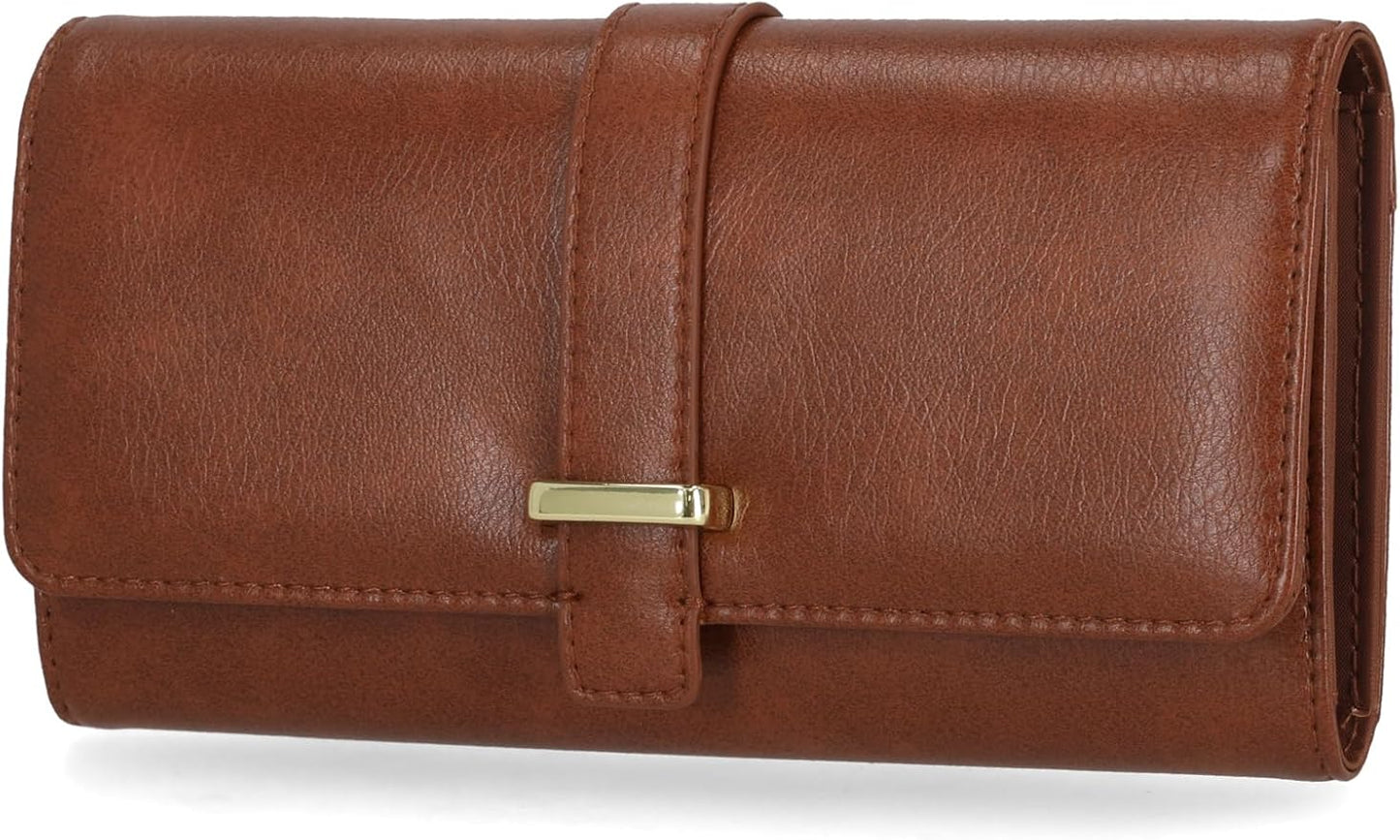 Mundi File Master Womens RFID Blocking Wallet Clutch Organizer With Change Pocket