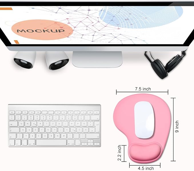 JIKIOU Ergonomic Mouse Pad with Gel Wrist Rest 2 Pack, Portable Small Pink | Upgraded-Prevent Gel Leakage, Ergonomic Design for Pain Relief, Cooling Gel filled, Smooth Lycra Surface, Non-Slip PU Base