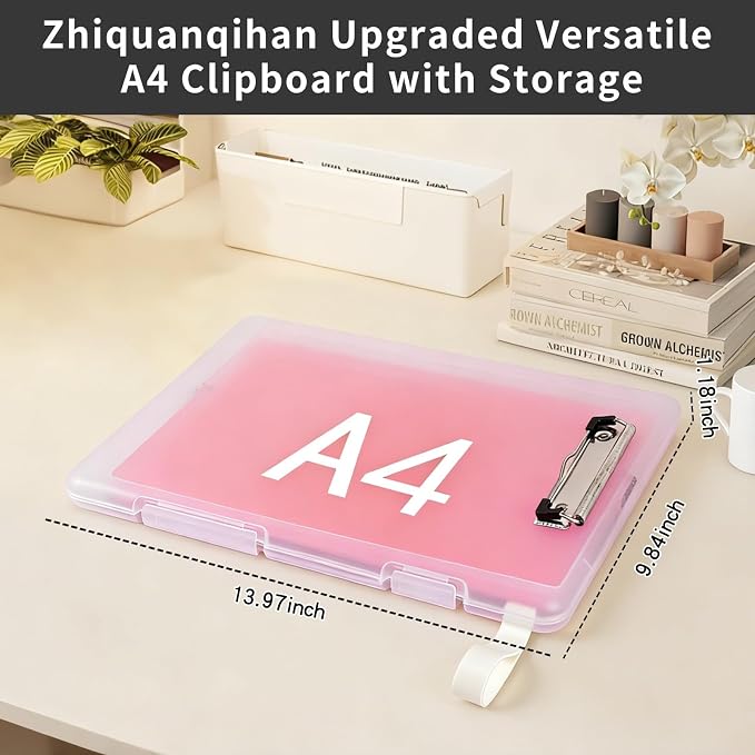 Letter Size Clipboard with Storage, Plastic Clipboard with Side Opening, A4 Waterproof Foldable Nursing Clip Board for School & Office with Christmas Stickers (B-Clear-1PCS)
