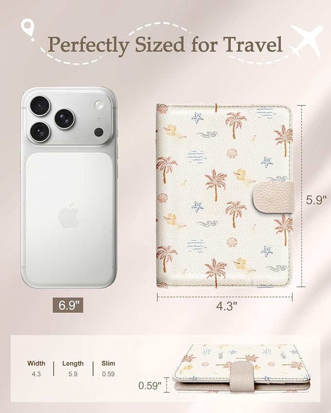 Slohif Airtag Passport Holder Cover Wallet Case for Travel Women - Leather RFID Blocking Passport Book Multiple Personalized Organizer Slim Portable Carrier Card Slots Protector Sleeve Stamp