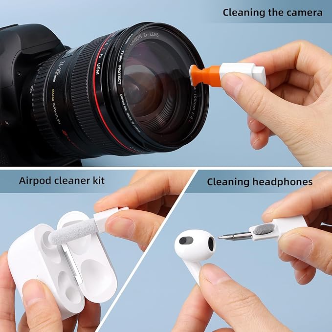 2 Pack Keyboard Cleaner & Laptop Cleaning Kit, All-in-1 for Computer PC | Electronics Deep Cleaning Reusable Brush Tool, Screen-Safe Spray, for iPhone iPad Macbook Airpod Camera, Gaming Accessories