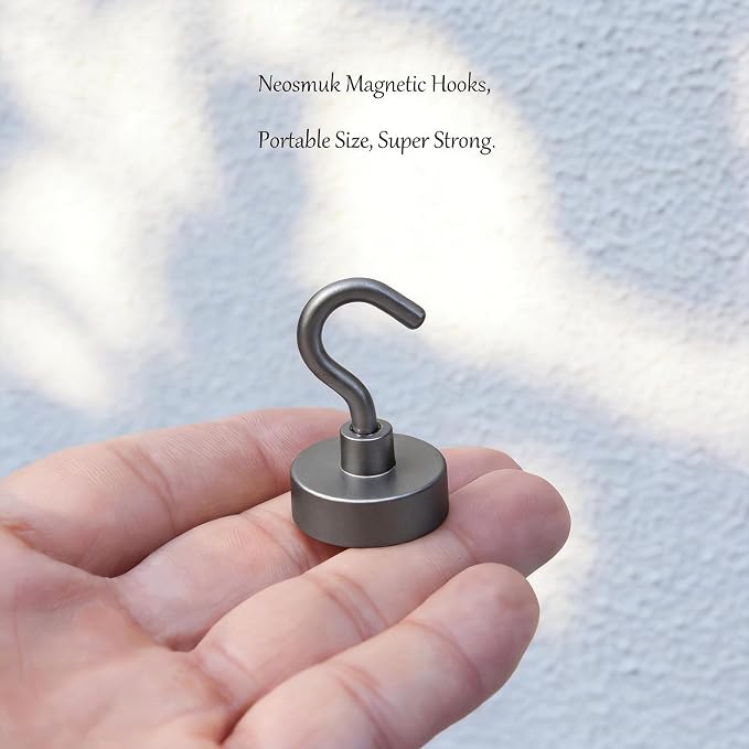 Neosmuk Magnetic Hooks, Heavy Duty 40lb+ Strong Magnet Hook for Cruise Cabins, Cruise Essentials 2026 for Hanging, Metal Wall Refrigerator Hangers (Gunmetal, 10 Pack)
