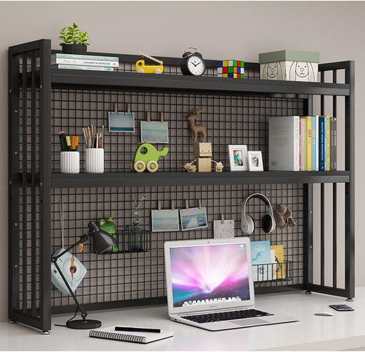 FPIGSHS Adjustable Desk Bookshelf Organizer Rack, Desktop Bookcase for Computer Desk，Office Supplies Organizers and Accessories Storage Display Shelf (E, 95cm)