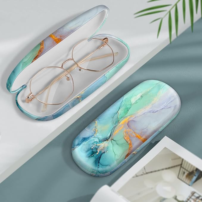 FINTIE Hard Shell Eyeglasses Case, Portable Protective Glasses Cover Eyeglass Holder Box with Cleaning Cloth for Men Women