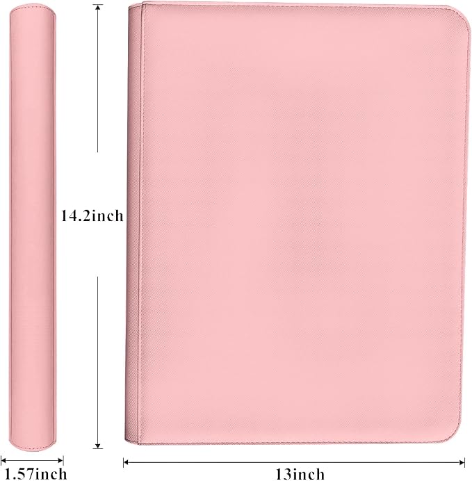 12 Pocket Card Binder, 720 Pockets PU Leather Zipper Trading Card Collection Album, Side-Loading Card Storage Folders for MTG, TCG, Game/Sport Crads (Pink, 12 Pockets)