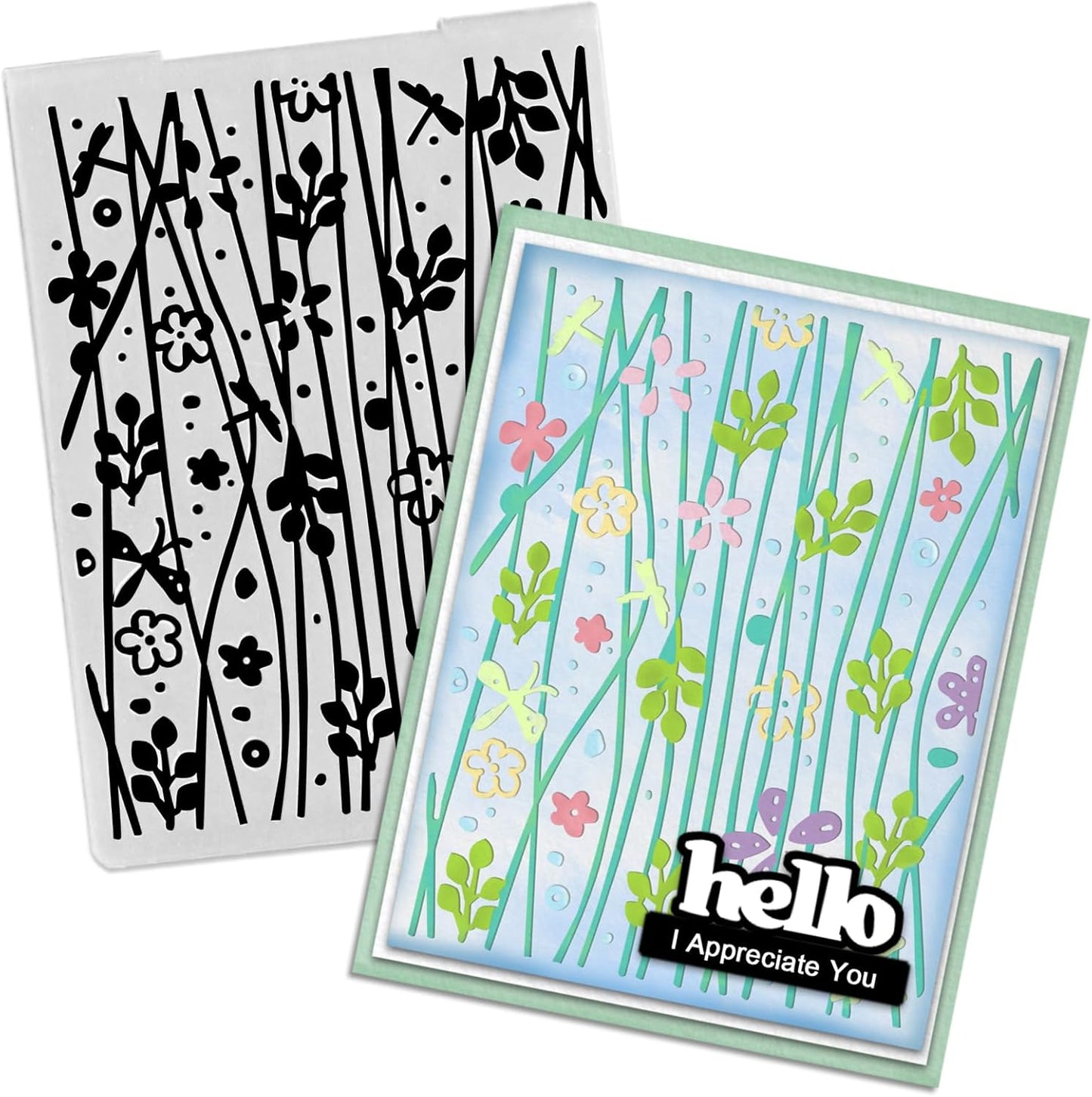 Flowers Branches Plastic Embossing Folders for Card Making Background Scrapbooking Plastic Template Photo Album Card Paper Handmade DIY Craft Decoration Template Molds