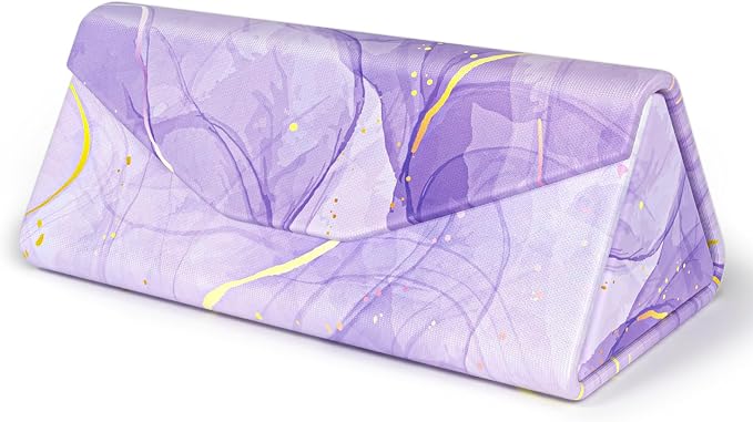 Sunglasses Case, Foldable Glasses Case, Magnetic PU Leather Hard Shell Folding Eyeglass Holder Box, Collapsible Unisex