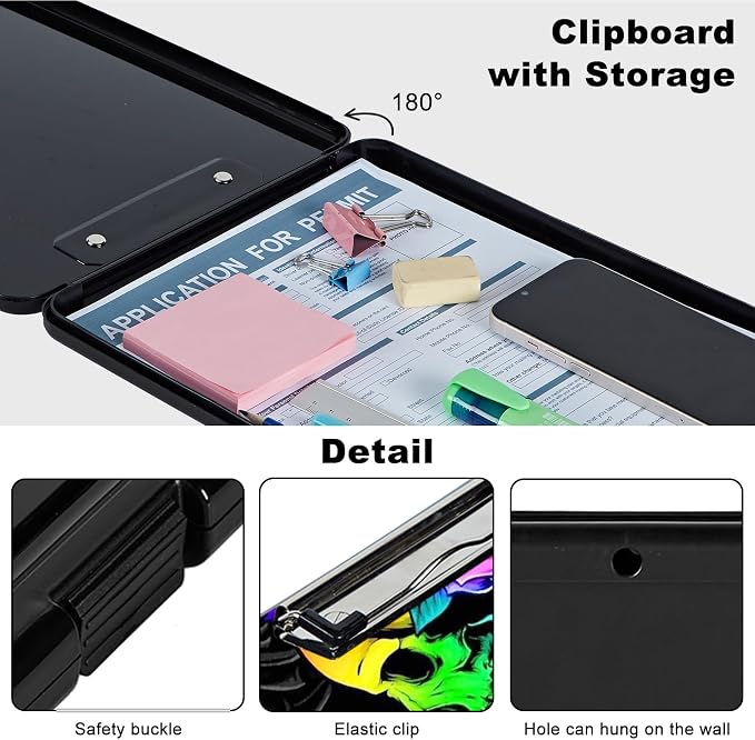 Plastic Storage Clipboard with Low Profile Clip, Heavy Duty Foldable Nursing Clipboard Case for Work, Teacher, Office School Supplies, Colorful Skull Rose Flower