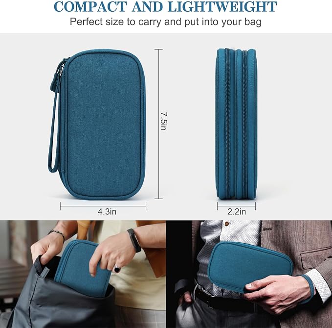FYY Electronic Organizer, Travel Cable Organizer All-in-One Storage Bag Pouch Electronic Accessories Carry Case Portable Waterproof Double Layers for Cable, Cord, Charger, Phone, Earphone Green