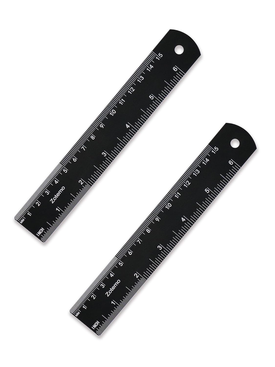 6 Inch Metal Ruler Set - Dual Scale Metric & Imperial,150 mm Straight Edge Rule, Laser Engraved, Edge-to-Edge Measuring for School, Geometry, Crafting & Gifts (2-Pack)