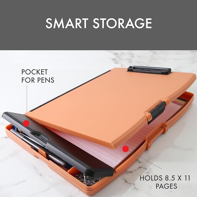 Dexas Folio Clipcase Professional Storage Clipboard with Pen Storage Compartment, 9.75 x 14.75, A4, Sandstone. Ideal for Teachers, Nurses, Coaches, Students, Trades, Homeschooling (Pack of 6)