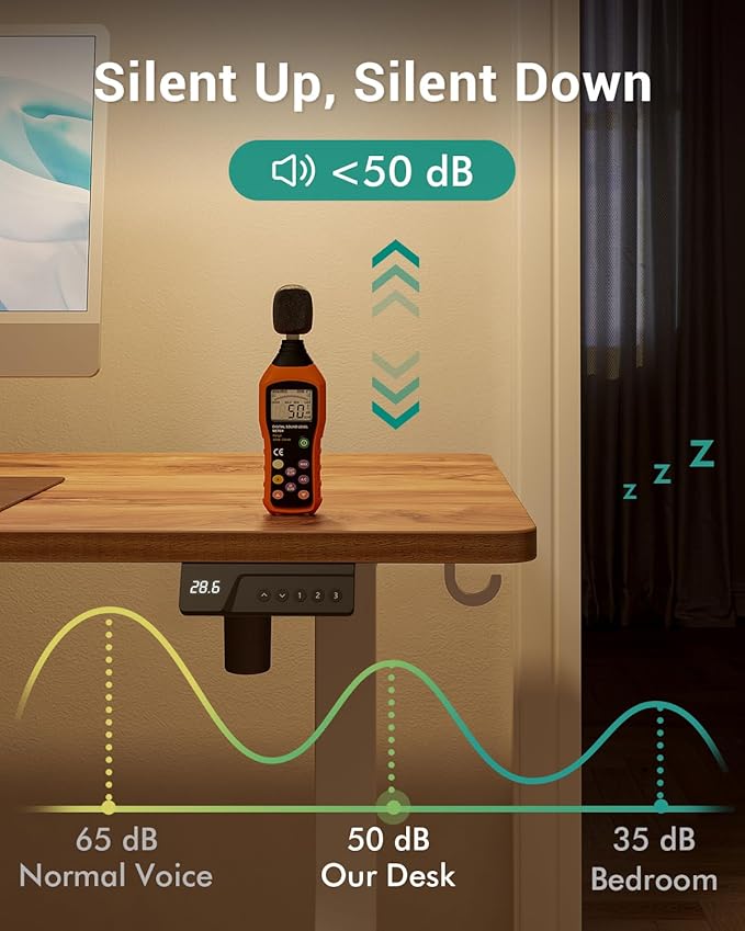 CubiCubi Electric Standing Desk, 60 x 24 Inches Height Adjustable Sit Stand Desk, Ergonomic Home Office Computer Workstation, Light Rustic