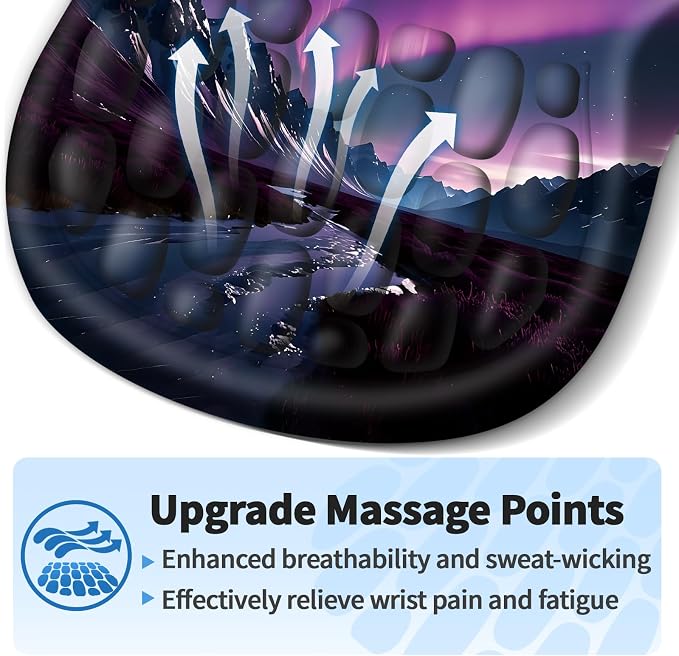 YIWEI Ergonomic Mouse Pad with Wrist Rest for Carpal Tunnel Pain Relief | Memory Foam Wrist Support,Non-Slip Rubber Base, Keyboard Computer Mousepad,Lycra Cloth Surface,Gaming Home Office