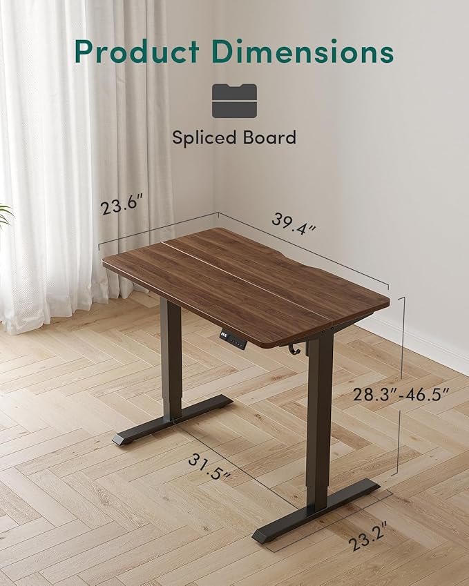 CubiCubi Electric Standing Desk, 40 x 24 Inches Height Adjustable Sit Stand Desk, Ergonomic Home Office Computer Workstation, Black Walnut