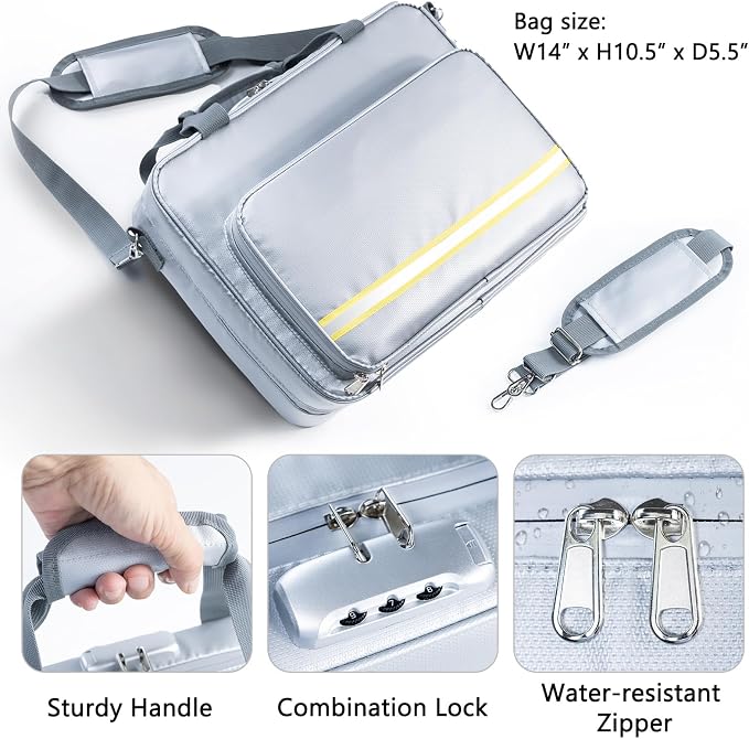 5200 Fireproof Document Organizer - Large Fireproof Bag with 20 Pockets - Locking Folder Safe for Home & Office Documents