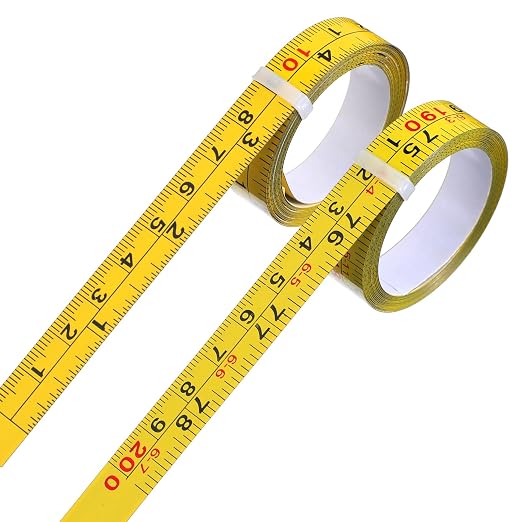 2 Pcs Self-Adhesive Measuring Tape, 78 Inch/200cm Carbon Steel Ruler Tapes, Imperial and Metric Scale, Left to Right & Right to Left Sticky Tape for Workbench Woodworking Table Saw Drafting Table