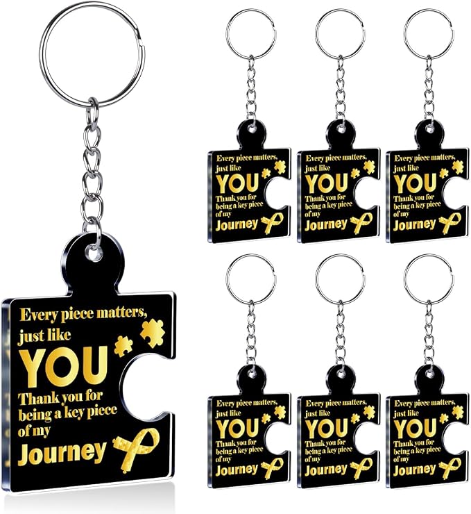 Team Appreciation Gifts Bulk Thank You Keychains for Coworkers | Gift Set for Employee, Staff, Teachers, Teamwork Puzzle Piece Keyring, Acrylic