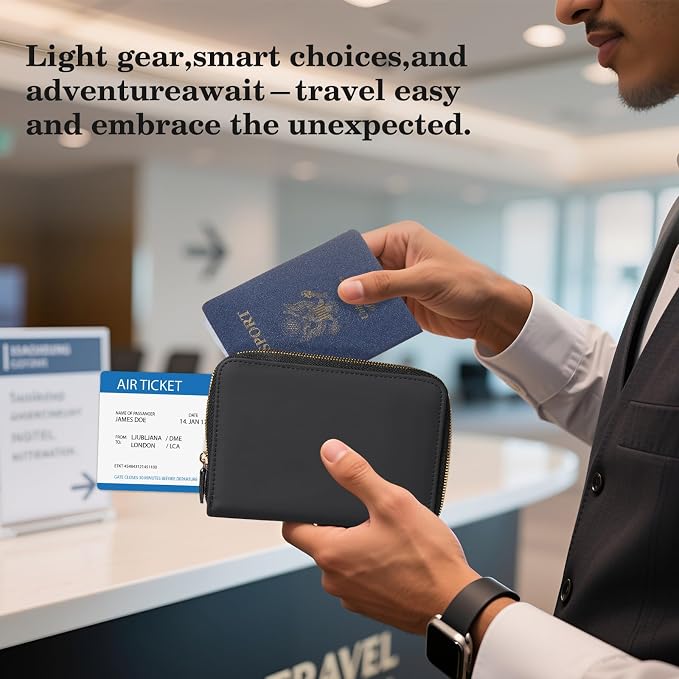 CoBak Passport Holder Cover with Safe Zipper Closure | Premium Passport Wallet for Travel, RFID Blocking Card Case, Waterproof Travel Accessories for Women