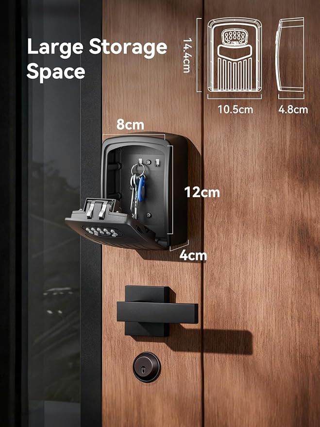 NexusLab Smart Key Lock Box with App Control, Bluetooth & Digital Password Combination Lock, Wall Mount Heavy Duty Metal Key Safe Box for Home, Office, Real Estate & Airbnb Outdoor
