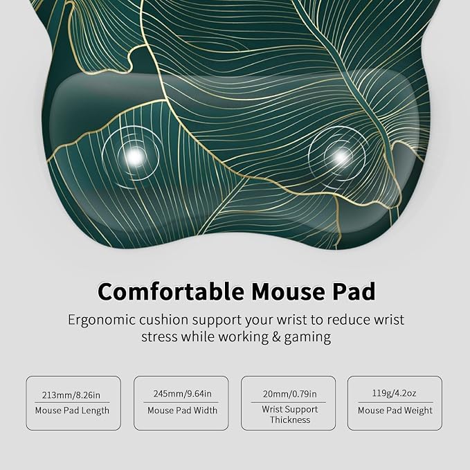 EooCoo Ergonomic Mouse Pad with Wrist Rest, Memory Foam Support Mousepad | Non-Slip Base for Computer, Cafe, Home & Office, 9.64 x 8.26 in Office Desk Accessories, Carpal Tunnel Relief