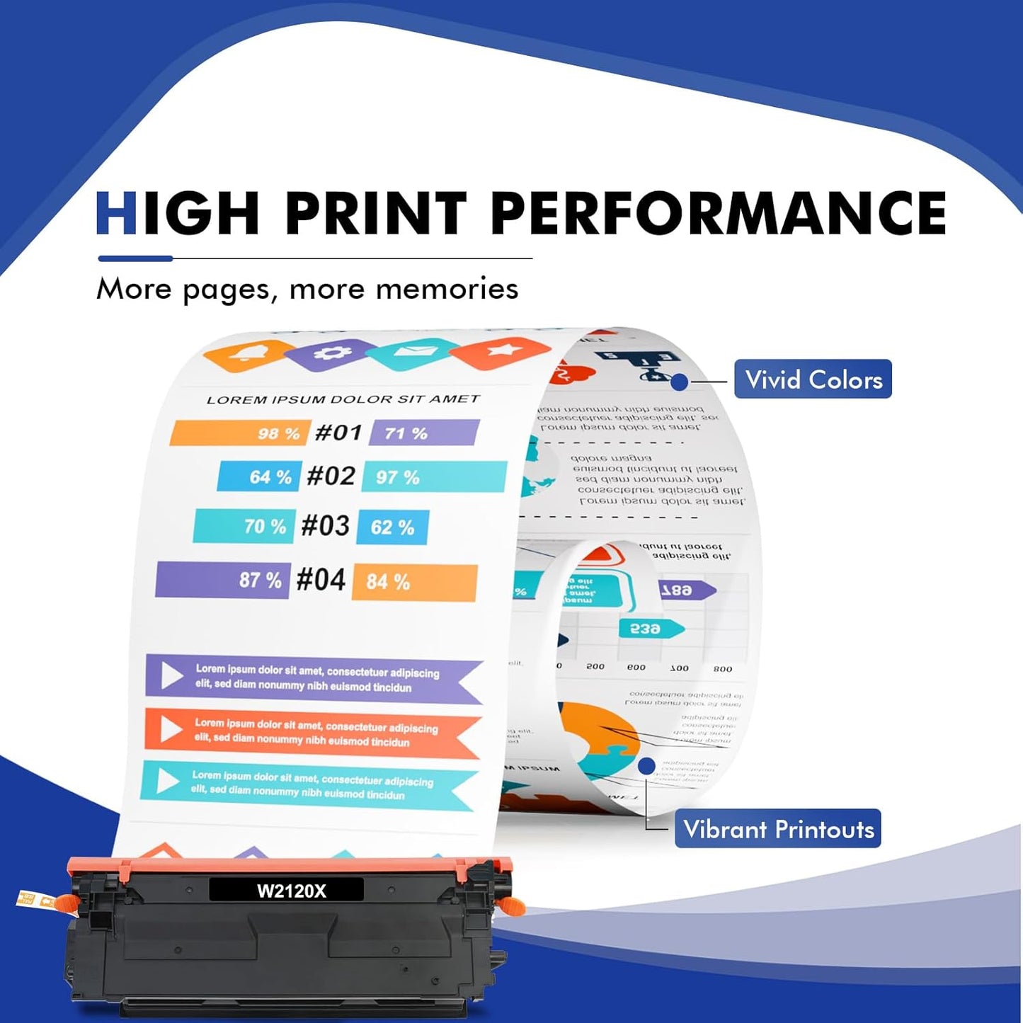 212X 212A Toner Cartridges 4 Pack (with Chip) Compatible for HP 212X 212A W2120A W2120X Toner Work for HP Color Laserjet Enterprise M555dn M554dn M554 M555x M555 MFP M578 Series Printer Ink (BK/C/Y/M)