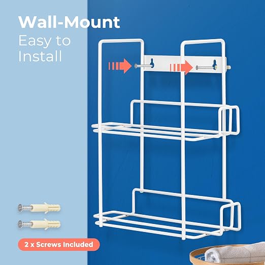 FMP Brands Double Glove Holder for Wall Mount, Wire Rack Disposable Napkin Gloves Box Holder, White Durable Metal Organizer Dispenser for Food Service, Lab, Office, Home, and Garage