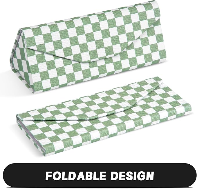 Sunglasses Case, Foldable Glasses Case, Magnetic PU Leather Hard Shell Folding Eyeglass Holder Box, Collapsible Unisex