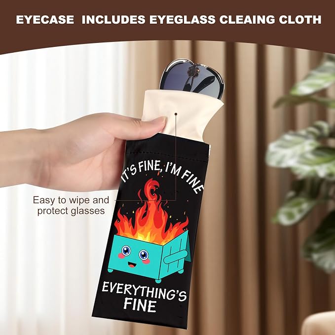 Anikathy 2Pcs Sunglass Eyeglass Glasses Case Soft PU Leather with Cleaning Cloth Cute Glasses Pouch Bag for Men Women Girs