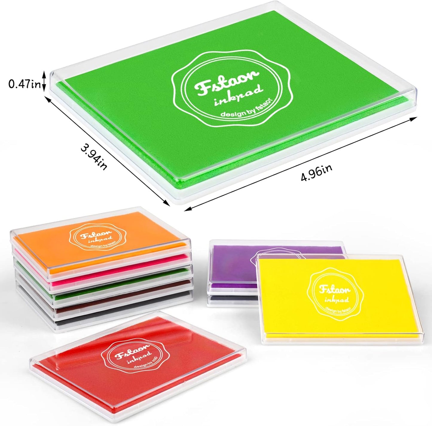 Fstaor Large Brown Permanent Ink Pad for Rubber Stamps, 5x4 inch Stamp Pads for Kids Paper Wood Fabric