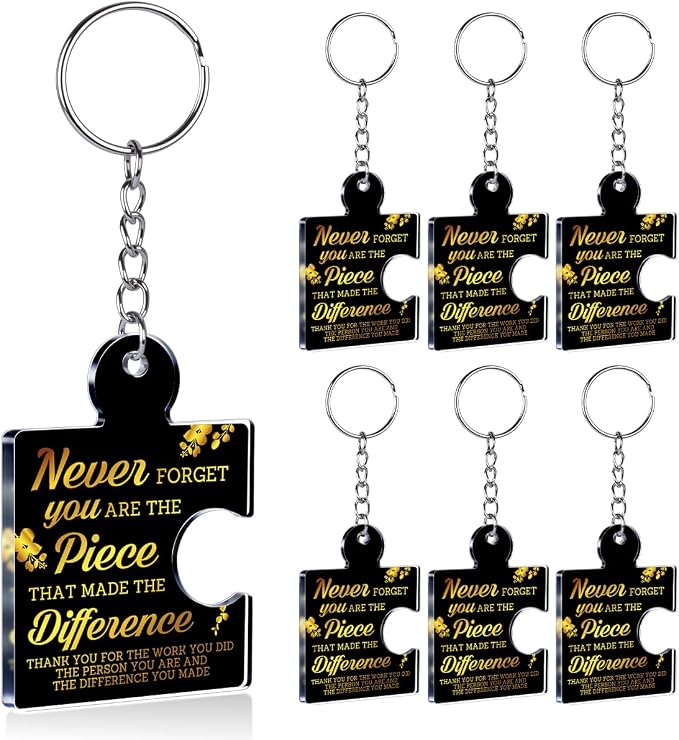 Team Appreciation Gifts Bulk Thank You Keychains for Coworkers | Gift Set for Employee, Staff, Teachers, Teamwork Puzzle Piece Keyring, Acrylic