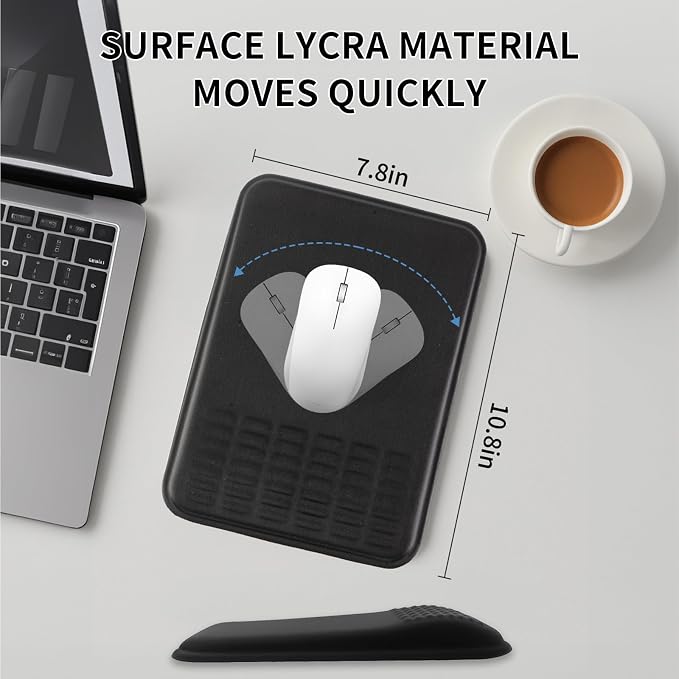 Ergonomic Mouse Pad with Wrist Rest Set, Super Soft Memory Foam Relief-Pain for Computer Keyboard, Non-Slip Arm Palm Rests Cushion PU Base for Office and Home (Classic Black)